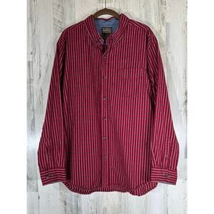 CE Schmidt Workwear Mens Button Up Shirt‎ Size XL Burgundy Plaid